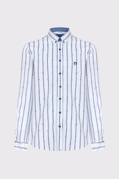 Button‑Down‑Hemd aus reiner Baumwolle mit Mikro‑Print (1/1 Arm)