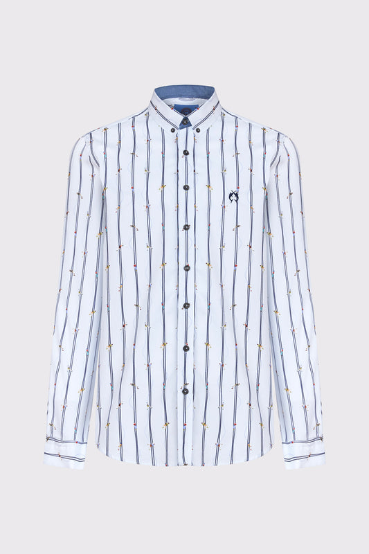 Button‑Down‑Hemd aus reiner Baumwolle mit Mikro‑Print (1/1 Arm)