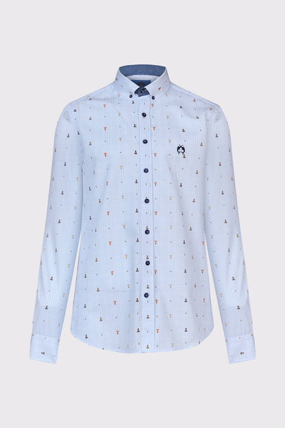 Button‑Down‑Hemd aus reiner Baumwolle mit Mikro‑Print (1/1 Arm)