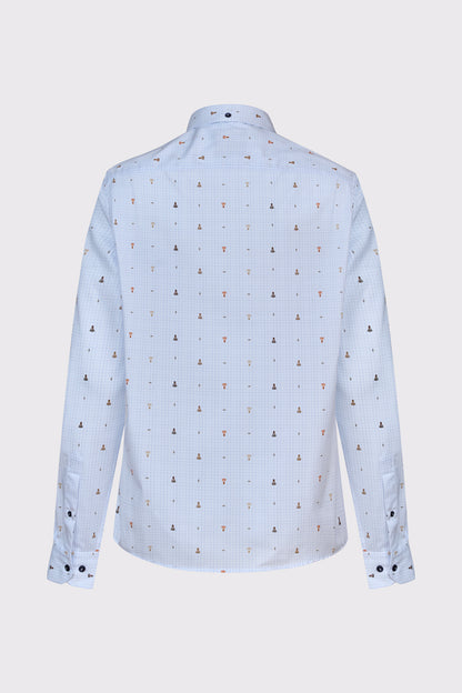 Button‑Down‑Hemd aus reiner Baumwolle mit Mikro‑Print (1/1 Arm)