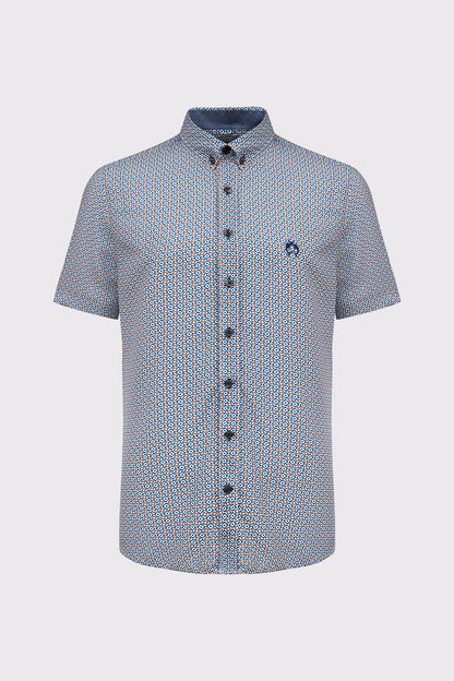 Kurzarm‑Button‑Down‑Hemd aus Viskose mit Mikro‑Print (1/2 Arm)