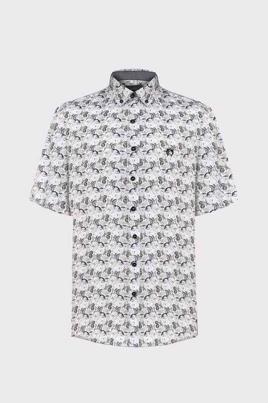 Men's Short-Sleeved Floral Shirt – Cotton & Modern Fit