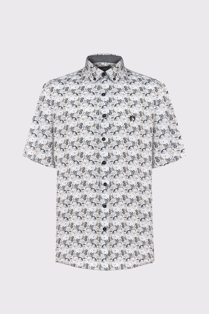 Men's Short-Sleeved Floral Shirt – Cotton & Modern Fit