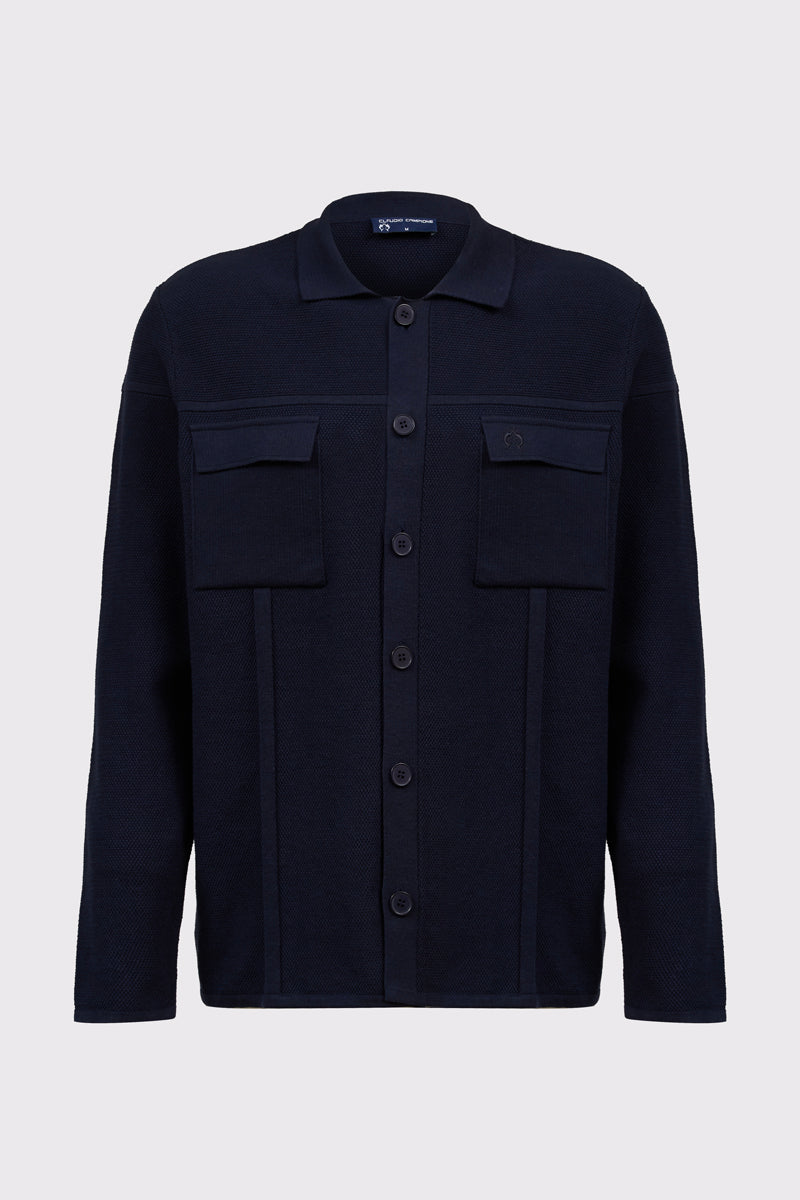Cotton knit cardigan with button placket (long sleeve)