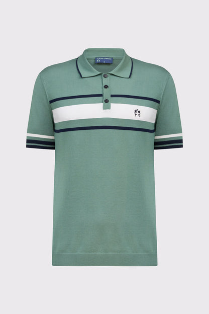Feinstrick‑Polo aus Baumwoll‑Mix mit Streifen‑Design