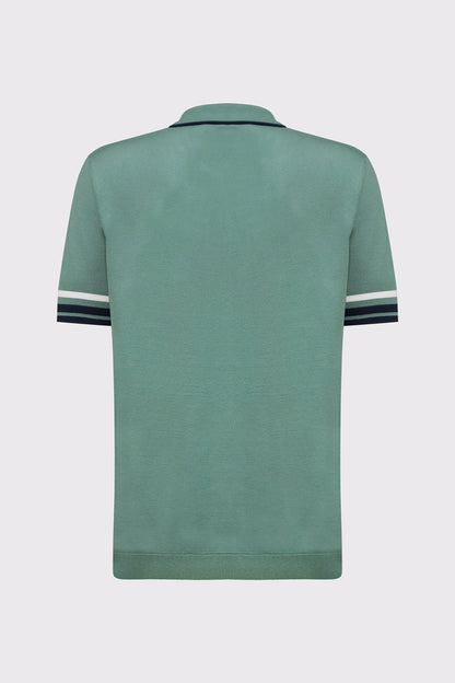 Feinstrick‑Polo aus Baumwoll‑Mix mit Streifen‑Design