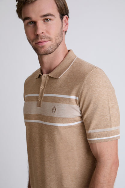 Claudio Campione Fine-Knit Polo with Stripe Detail