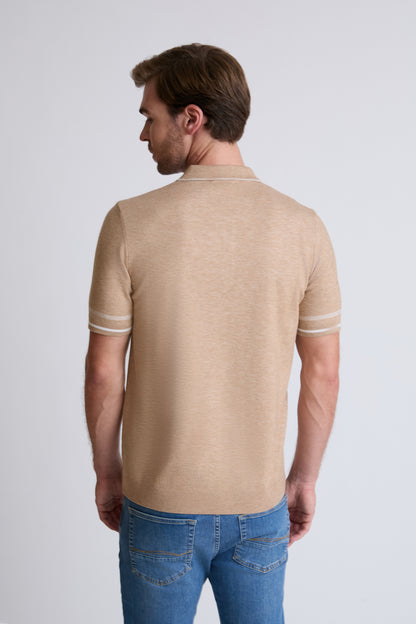 Claudio Campione Fine-Knit Polo with Stripe Detail