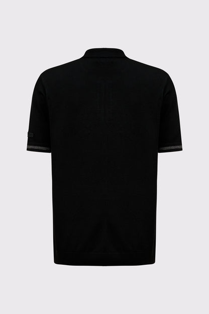 Feinstrick-Polo Herren Viskose-Mix – modern mit Grafik-Panel