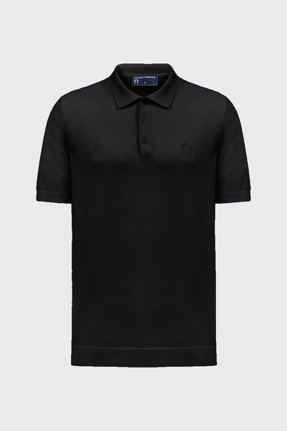 Feinstrick-Polo aus Viskose-Mix – Glatte Struktur & Modern Fit