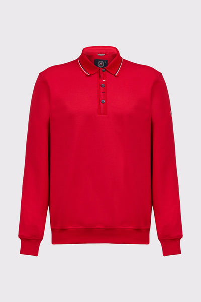 Sweat-Polo aus reiner Baumwolle mit Knopfleiste