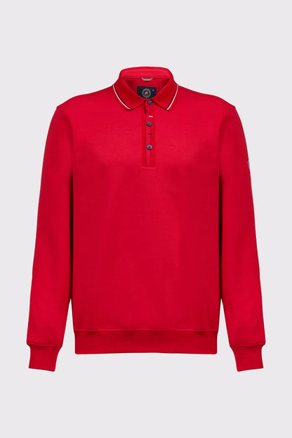 Cotton Sweat Polo with Button Placket (Long Sleeve)