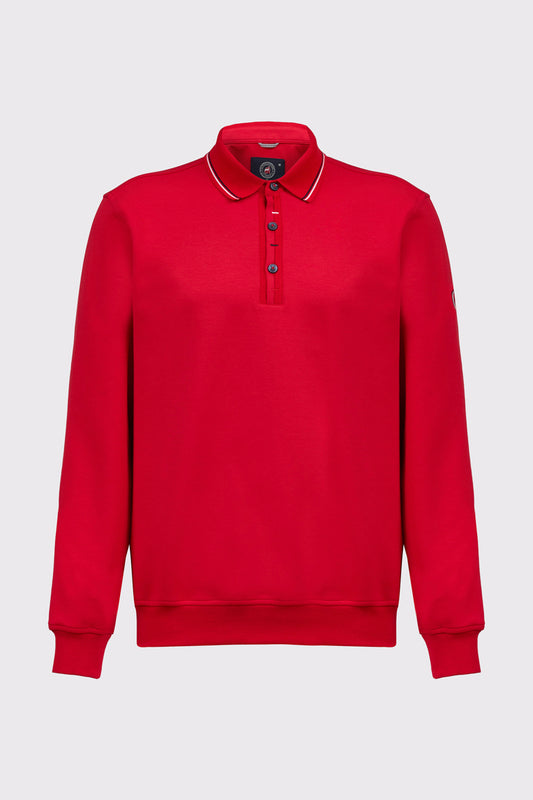 Cotton Sweat Polo with Button Placket (Long Sleeve)