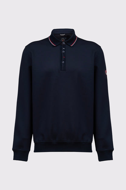 Cotton Sweat Polo with Button Placket (Long Sleeve)