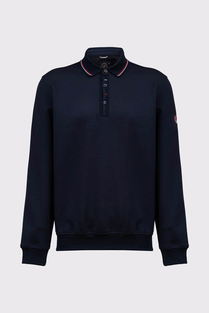 Sweat-Polo aus reiner Baumwolle mit Knopfleiste – navy #Farbe_85400 navy