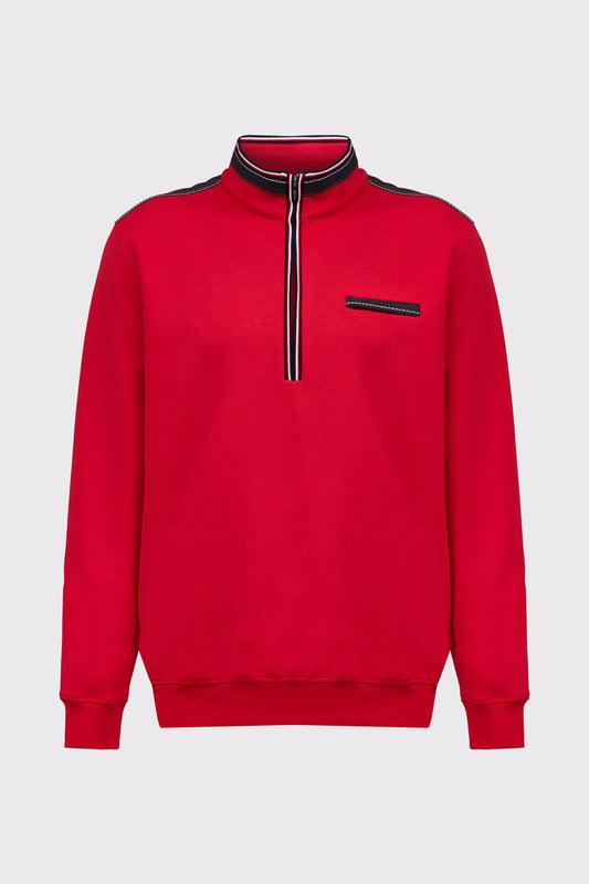 Claudio Campione Yachting Cotton Sweatshirt with Stand-Up Collar Zip
