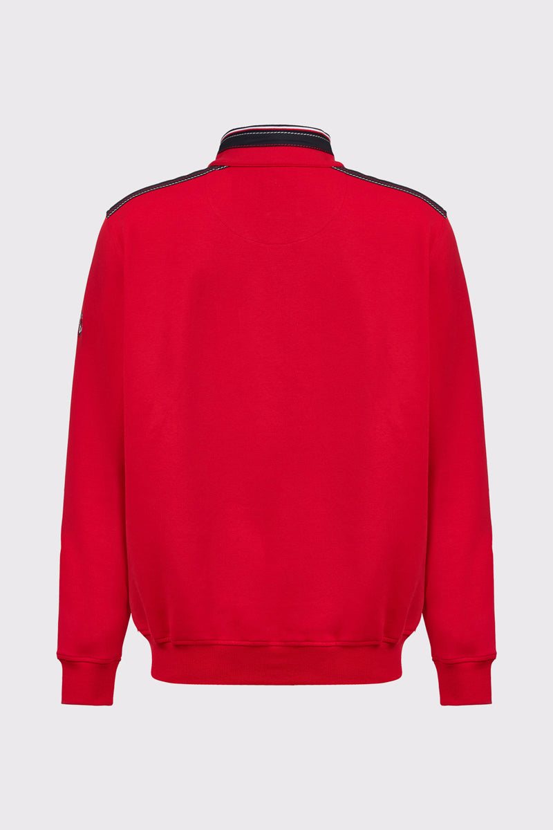Claudio Campione Yachting Sweatshirt aus Baumwolle mit Stehkragen-Zip – red #Farbe_60100 red