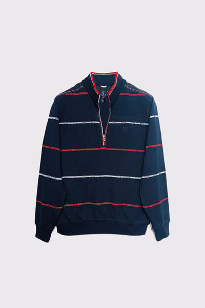 Sweatshirt aus reiner Baumwolle mit Stehkragen-Zip