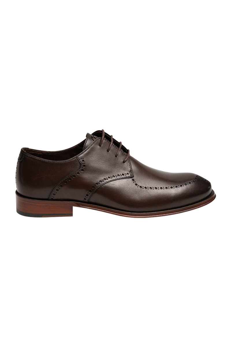 3755603_46100 Lir delikli, welt dikişli ve deri dış tabanlı şık Derby brogue ayakkabı.