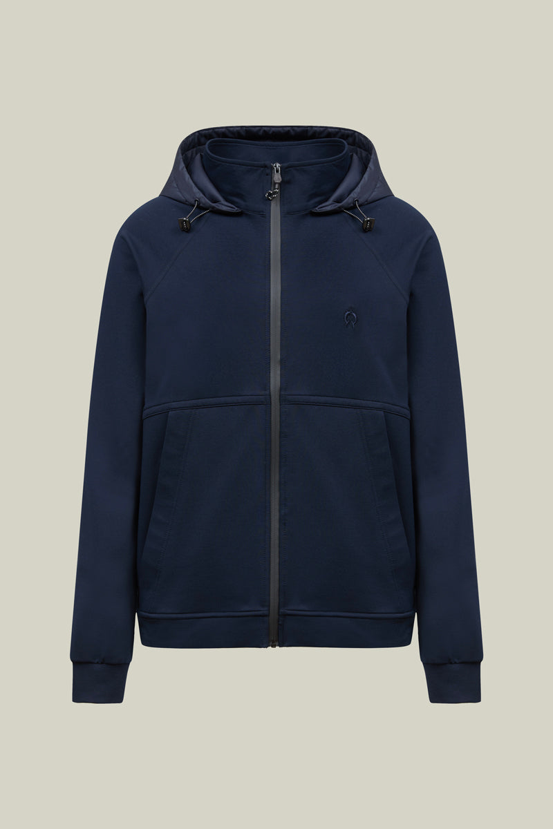 Herren Kapuzen Sweatshirt in Navy mit Reißverschluss