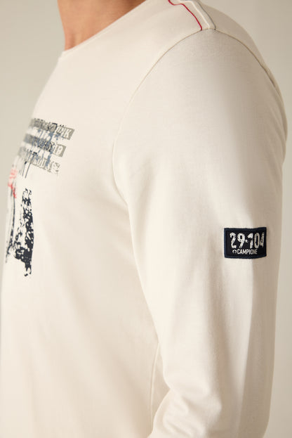 Modern & Maskuline Herren Langarm-T-Shirt in Offwhite