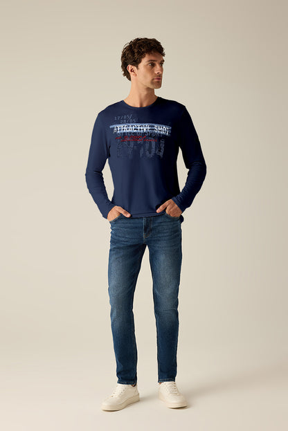 Modern & Masculine Men's Long Sleeve T-Shirt in Navy