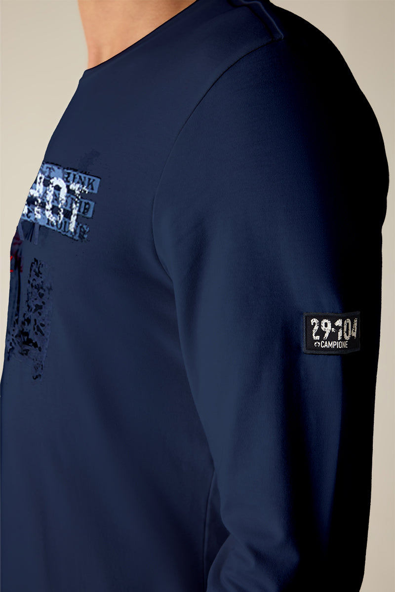 Long-sleeved crew neck shirt – statement print