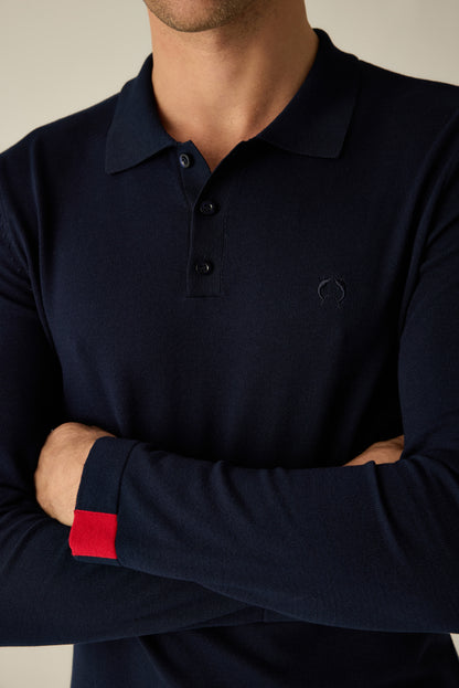 Herren Strickpolo navy