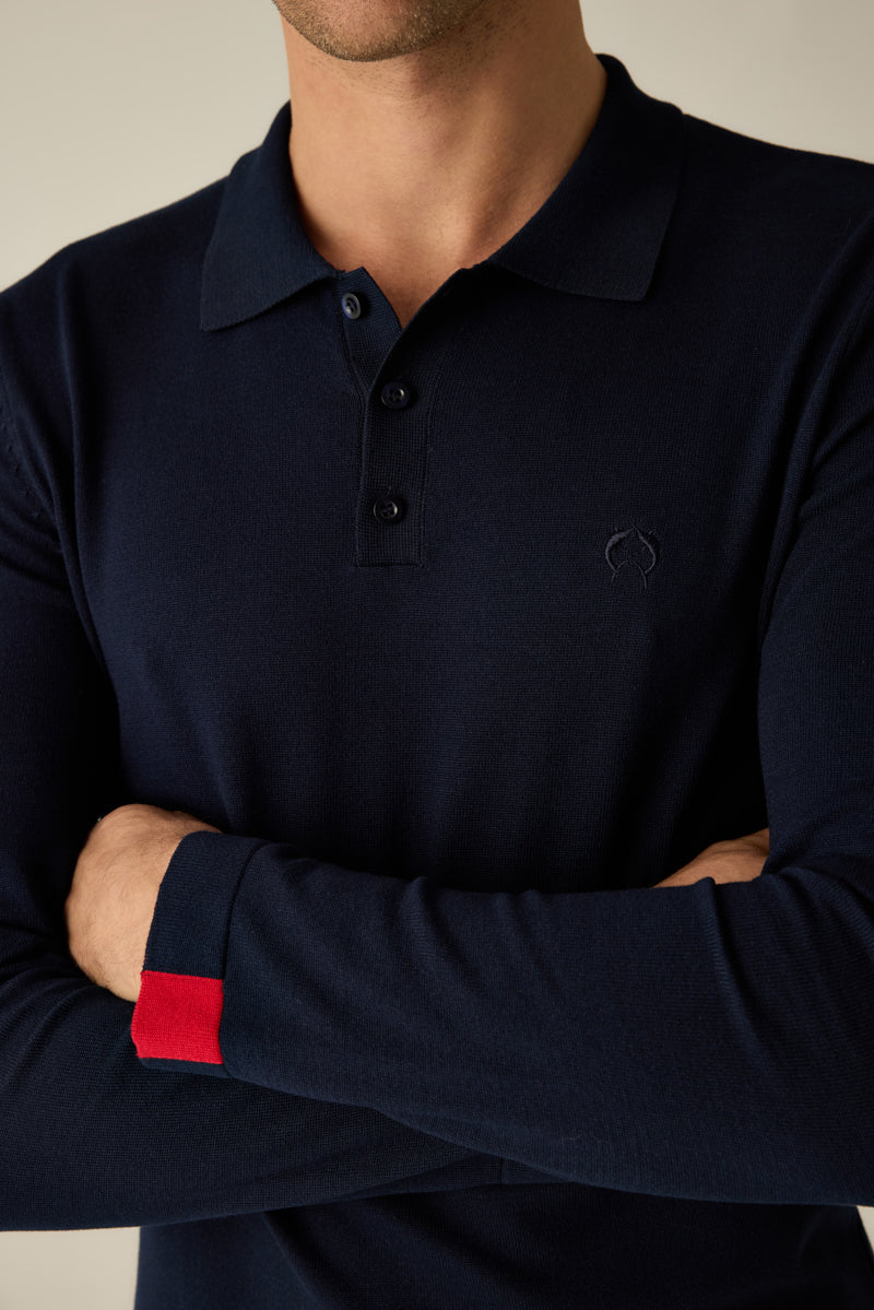 Herren Strickpolo navy