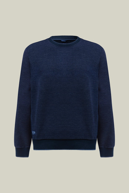 Herren Sweat indigo mit Rundhalsausschnitt