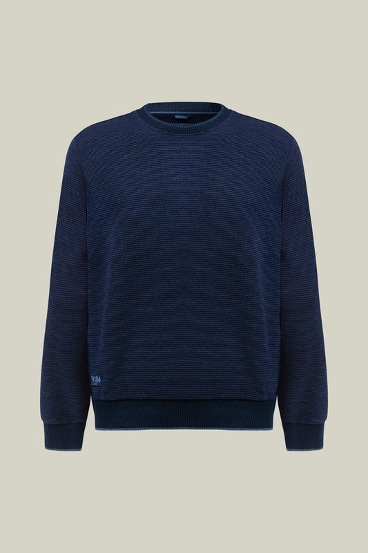 Herren Sweat indigo mit Rundhalsausschnitt