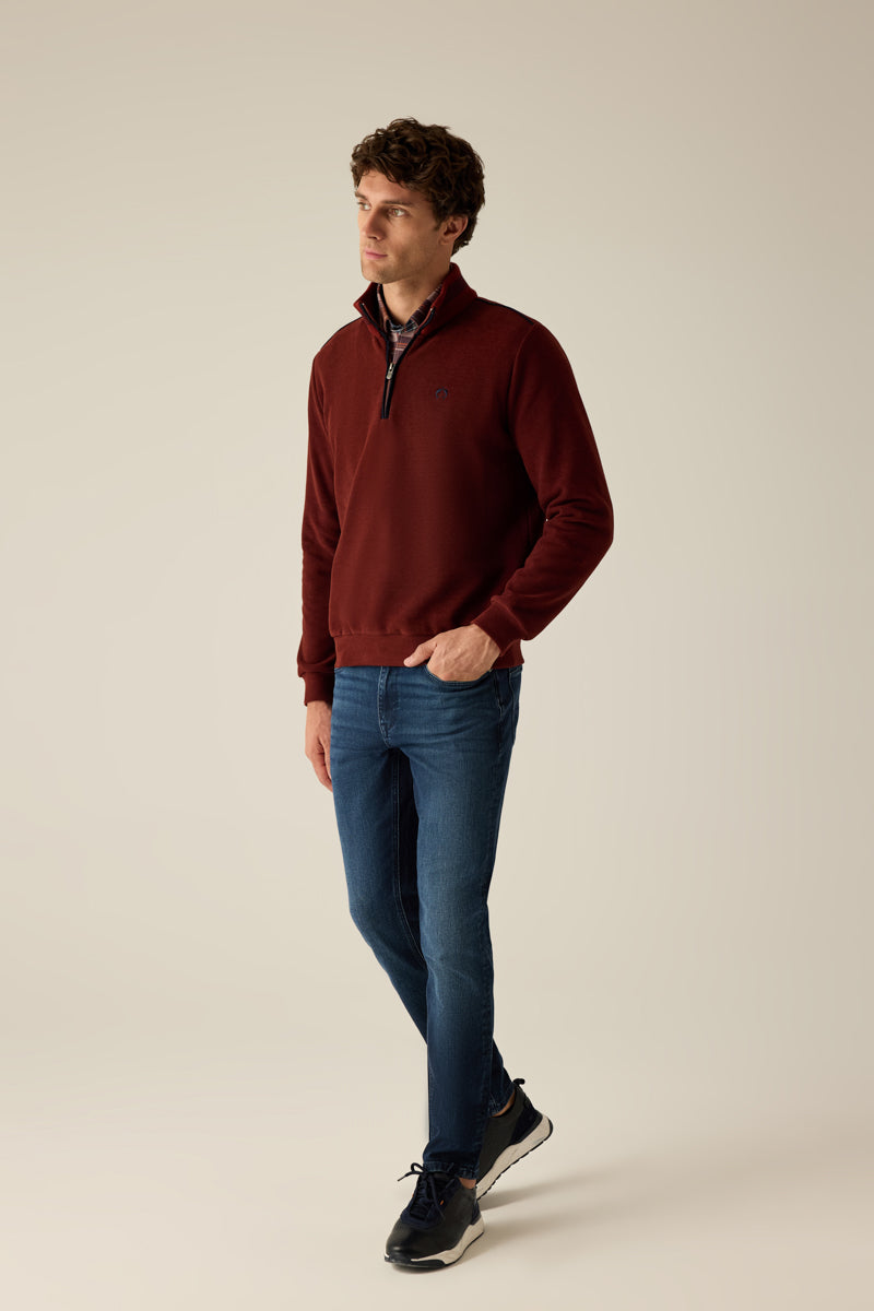 Herren Sweatshirt mit Stehkragen und Zipper – sportiv und modern