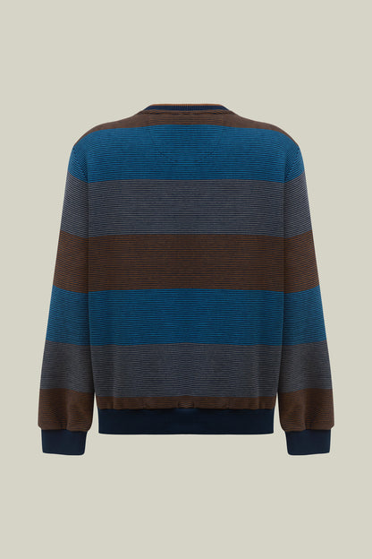 Herren Sweatshirt mit Streifenmuster in blue-brown