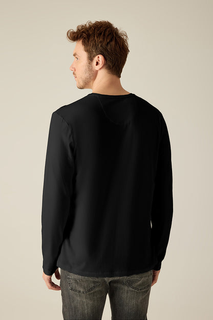 Herren Langarmshirt in Black mit Print „Rise & Vision“ – modern & urban