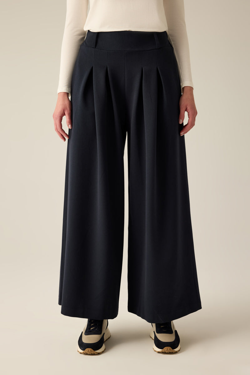Damen Palazzo Hose Modern Fit – Navy Weit Geschnitten