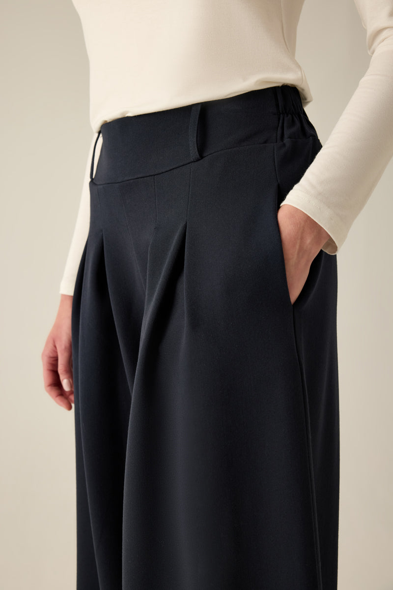 Damen Palazzo Hose Modern Fit – Navy Weit Geschnitten