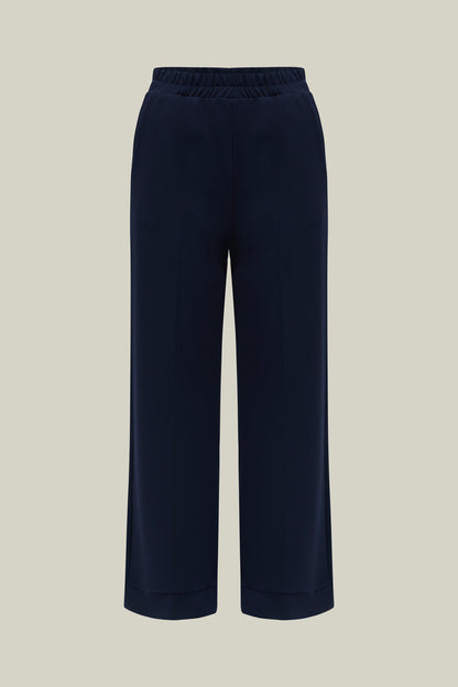 Women's trousers with elastic waistband – Navy Casual Fit