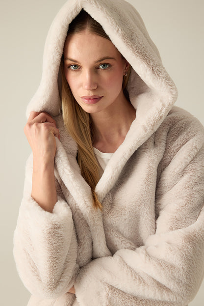 Women's Coat Hooded – Hooded coat in cream