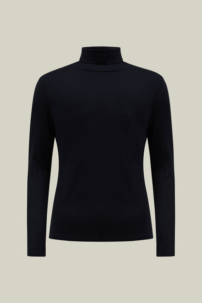 Women's Long Sleeve Shirt Black – Turtleneck Basic Top