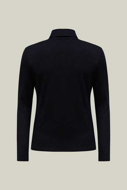 Women's Long Sleeve Shirt Black – Turtleneck Basic Top