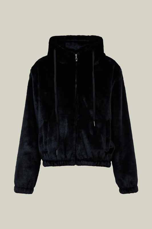 Damen Coat Hooded Black – Weiche Kapuzenjacke