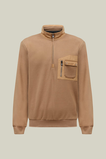 Piqué knit sweatshirt with zipper.