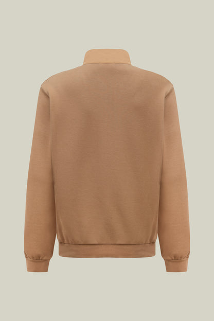 Piqué knit sweatshirt with zipper.