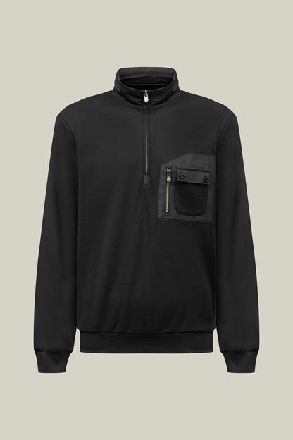 Piqué knit sweatshirt with zipper.