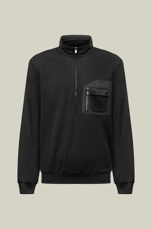 Herren Sweatshirt – Piqué-Strick mit Frontzipper