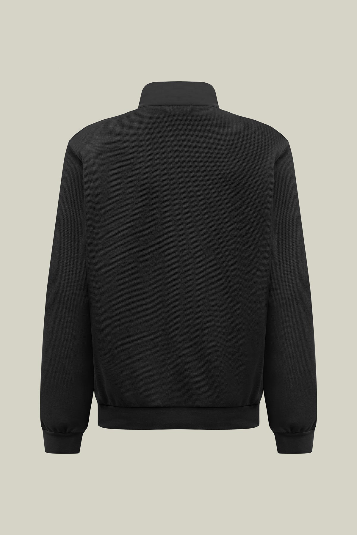 Maskulines Sweatshirt im Piqu -Strick mit Zipper – sportiv, edel und in Camel oder Schwarz erhältlich.