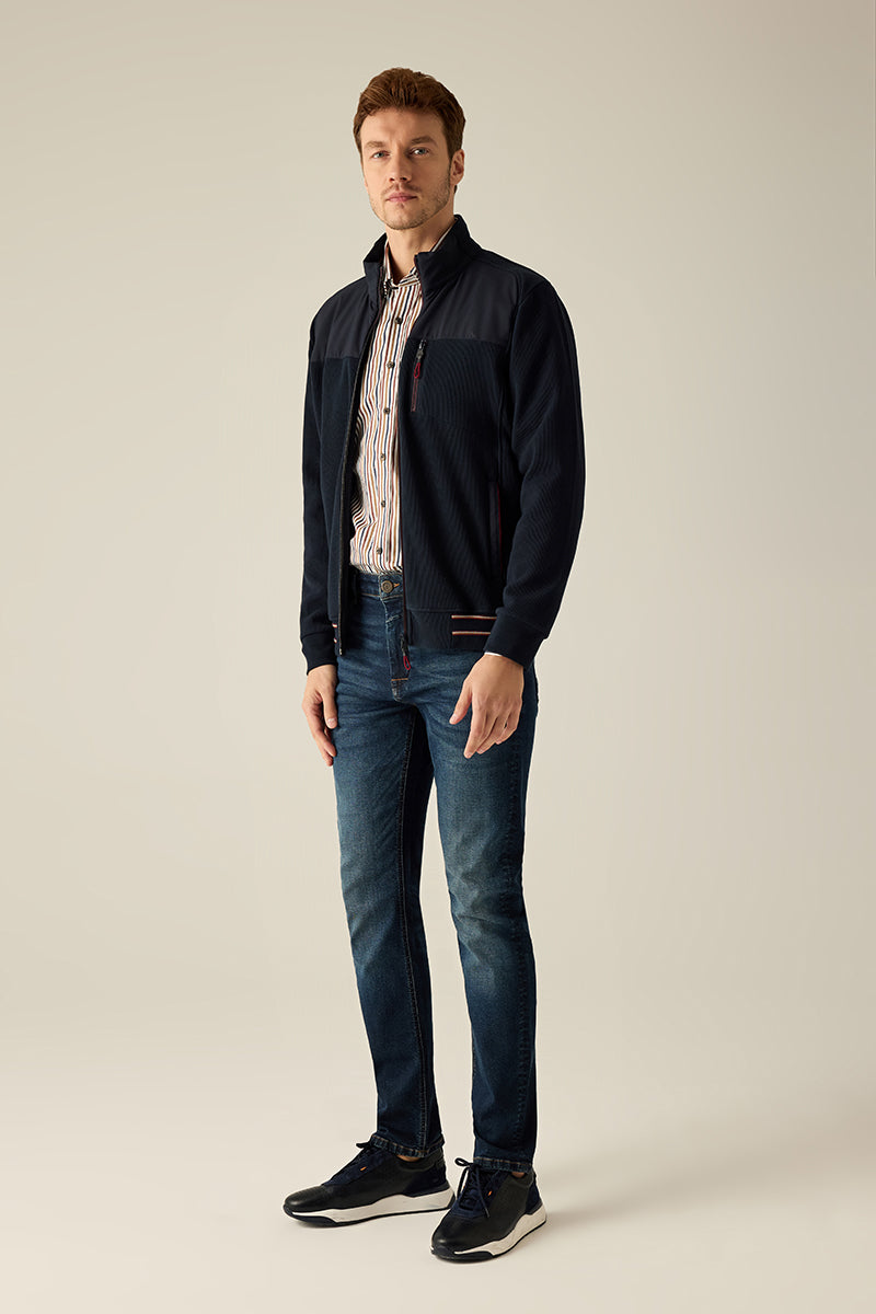 Herren-Sweatjacke im Interlock-Selenik-Look