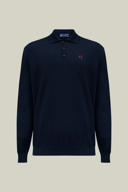 Men's sweater with polo collar in navy
