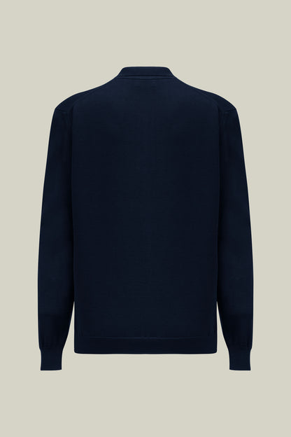Men's sweater with polo collar in navy