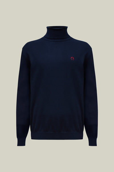 Feinstrick Rollkragenpullover – Navy